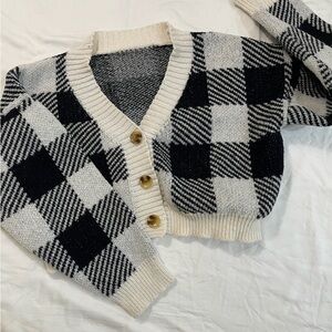 Plaid Gingham Button-Up Cardigan